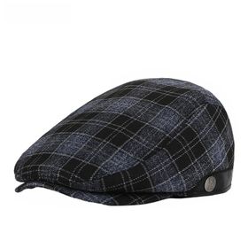 Gibz Vintage Tüvit Ekose Earflap Cabbie Mavi Düz Erkek Şapka