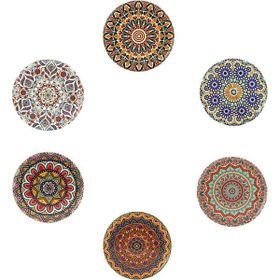 Gift Home 6'lı Çini Desenli Autum Metal Bardak Altlığı ve Metal Stand