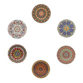 Gift Home 6'lı Çini Desenli Autum Metal Bardak Altlığı ve Metal Stand