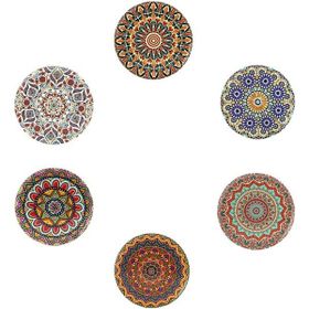 Gift Home 6'lı Çini Desenli Autum Metal Bardak Altlığı ve Metal Stand