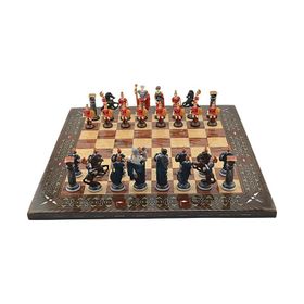 Gift Home Battal Boy Metal Roma 45x45 cm Pastel Satranç Takımı ve Düz Masif Ahşap Tahtası
