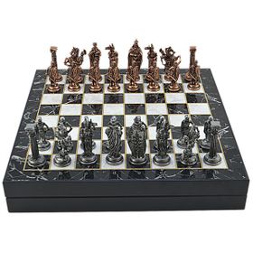 Gift Home Büyük Boy Metal İngiliz 36x36 cm Satranç Takımı Antik Ve Mermer Desenli Sandıklı Mdf Tahtası