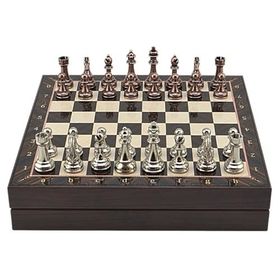 Gift Home Büyük Boy Metal Klasik 36x36 cm Satranç Takımı Antik ve Ceviz Desenli Sandıklı Mdf Tahtası