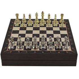 Gift Home Büyük Boy Metal Klasik 36x36 cm Satranç Takımı Parlak ve Ceviz Desenli Sandıklı Mdf Tahtası