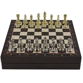 Gift Home Büyük Boy Metal Klasik 36x36 cm Satranç Takımı Parlak ve Ceviz Desenli Sandıklı Mdf Tahtası
