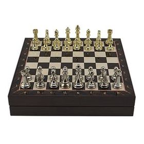 Gift Home Büyük Boy Metal Klasik 36x36 cm Satranç Takımı Parlak ve Ceviz Desenli Sandıklı Mdf Tahtası
