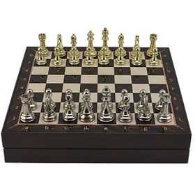 Gift Home Büyük Boy Metal Klasik 36x36 cm Satranç Takımı Parlak ve Ceviz Desenli Sandıklı Mdf Tahtası
