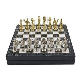 Gift Home Büyük Boy Metal Mısır 36x36x6 cm Satranç Takımı Parlak ve Mermer Desenli Sandıklı Mdf Tahtası