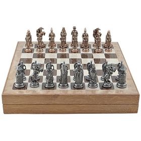 Gift Home Büyük Boy Metal Osmanlı-Bizans 36x36 cm Satranç Takımı Antik ve Rustik Desenli Sandıklı MDF Tahtası