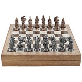 Gift Home Büyük Boy Metal Osmanlı-Bizans 36x36 cm Satranç Takımı Antik ve Rustik Desenli Sandıklı MDF Tahtası