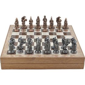 Gift Home Büyük Boy Metal Osmanlı-Bizans 36x36 cm Satranç Takımı Antik ve Rustik Desenli Sandıklı MDF Tahtası
