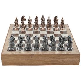 Gift Home Büyük Boy Metal Osmanlı-Bizans 36x36 cm Satranç Takımı Antik ve Rustik Desenli Sandıklı MDF Tahtası