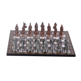 Gift Home Büyük Boy Metal Osmanlı Bizans 37x37 cm Satranç Takımı Antik ve Sedef Desenli MDF Ahşap Satranç Tahtası