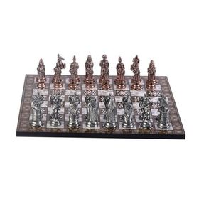 Gift Home Büyük Boy Metal Osmanlı Bizans 37x37 cm Satranç Takımı Antik ve Sedef Desenli MDF Ahşap Satranç Tahtası