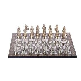 Gift Home Büyük Boy Metal Osmanlı Bizans 37x37 cm Satranç Takımı Parlak ve Sedef Desenli MDF Ahşap Satranç Tahtası