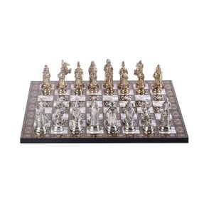 Gift Home Büyük Boy Metal Osmanlı Bizans 37x37 cm Satranç Takımı Parlak ve Sedef Desenli MDF Ahşap Satranç Tahtası