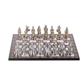 Gift Home Büyük Boy Metal Osmanlı Bizans 37x37 cm Satranç Takımı Parlak ve Sedef Desenli MDF Ahşap Satranç Tahtası