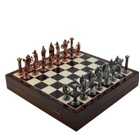 Gift Home Büyük Boy Metal Pegasus 36x36x6 cm Satranç Takımı Parlak Ve Mermer Desenli Sandıklı Mdf Tahtası