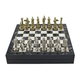 Gift Home Büyük Boy Metal Pegasus 36x36x6 cm Satranç Takımı Parlak Ve Mermer Desenli Sandıklı Mdf Tahtası