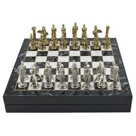 Gift Home Büyük Boy Metal Pegasus 36x36x6 cm Satranç Takımı Parlak Ve Mermer Desenli Sandıklı Mdf Tahtası