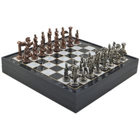 Gift Home Büyük Boy Metal Pegasus 36x36x6 cm Satranç Takımı Parlak Ve Mermer Desenli Sandıklı Mdf Tahtası