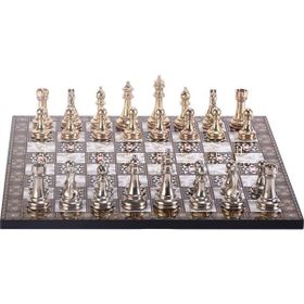Gift Home Metal Klasik 37x37 cm Satranç Takımı Parlak ve Sedef Desenli MDF Ahşap Satranç Tahtası
