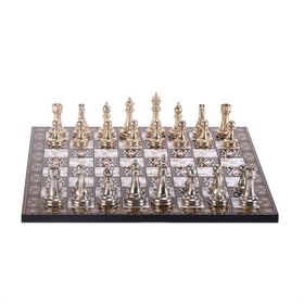 Gift Home Metal Klasik 37x37 cm Satranç Takımı Parlak ve Sedef Desenli MDF Ahşap Satranç Tahtası