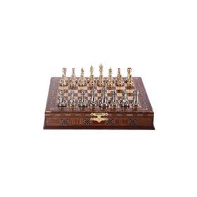 Gift Home Metal Klasik Satranç Takımı Parlak ve El Yapımı Masif Ahşap Sandıklı Satranç Tahtası