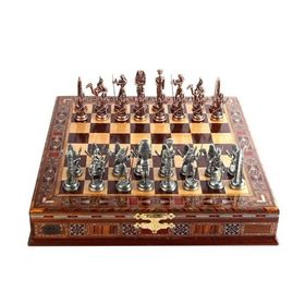 Gift Home Metal Mısır Satranç Takımı Antik ve El Yapımı Masif Ahşap Sandıklı Satranç Tahtası