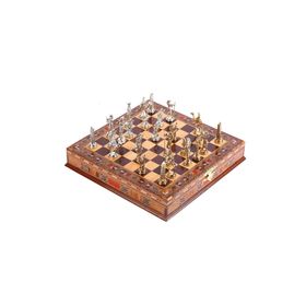 Gift Home Metal Mısır Satranç Takımı Parlak ve El Yapımı Masif Ahşap Sandıklı Satranç Tahtası