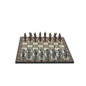 Gift Home Metal Satranç Takımı Battal Osmanlı-Bizans Antik Kat Sedef Desenli Satranç Tahtası