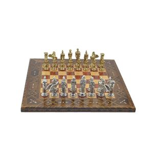 Gift Home Metal Satranç Takımı Battal Pegasus Parlak Sedefli Gül Düz Masif Satranç Tahtası