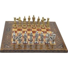 Gift Home Metal Satranç Takımı Battal Pegasus Parlak Sedefli Gül Düz Masif Satranç Tahtası