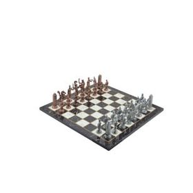 Gift Home Metal Satranç Takımı Battal Yunan Antik Mermer Desenli Satranç Tahtası