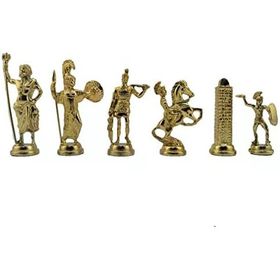 Gift Home Metal Satranç Takımı Battal Yunan Parlak Mermer Desenli Satranç Tahtası