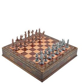 Gift Home Metal Satranç Takımı Büyük Mısır Antik Gül Sandıklı Masif Ahşap Satranç Tahtası
