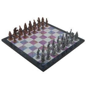 Gift Home Metal Satranç Takımı Büyük Osmanlı Antik Taş ve Bahar Desenli Satranç Tahtası