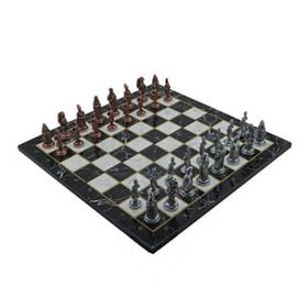 Gift Home Metal Satranç Takımı Büyük Osmanlı Antik ve Katlanır Mermer Desenli Satranç Tahtası