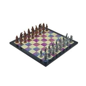 Gift Home Metal Satranç Takımı Büyük Osmanlı-Bizans Antik Taş ve Bahar Desenli Satranç Tahtası