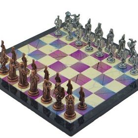Gift Home Metal Satranç Takımı Büyük Osmanlı-Bizans Antik Taş ve Bahar Desenli Satranç Tahtası