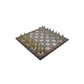 Gift Home Metal Satranç Takımı Büyük Osmanlı-Bizans Parlak Kat Sedef Desenli Satranç Tahtası
