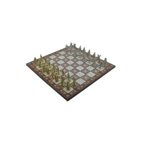 Gift Home Metal Satranç Takımı Büyük Osmanlı-Bizans Parlak Kat Sedef Desenli Satranç Tahtası