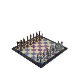 Gift Home Metal Satranç Takımı Büyük Pegasus Antik Taş ve Bahar Desenli Satranç Tahtası