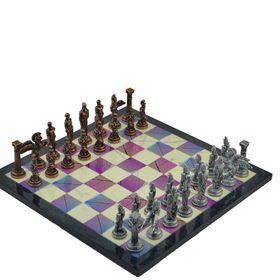 Gift Home Metal Satranç Takımı Büyük Pegasus Antik Taş ve Bahar Desenli Satranç Tahtası