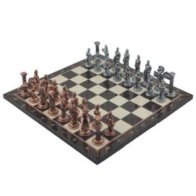 Gift Home Metal Satranç Takımı Büyük Pegasus Antik Taş ve Ceviz Desenli Satranç Tahtası