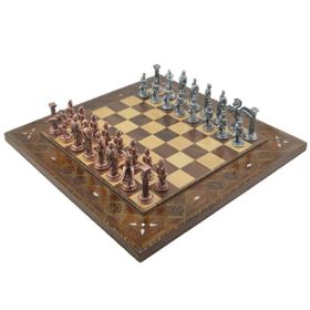 Gift Home Metal Satranç Takımı Büyük Pegasus Antik ve Düz Masif Ahşap Satranç Tahtası