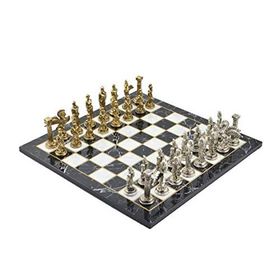 Gift Home Metal Satranç Takımı Büyük Pegasus Parlak Taş ve Düz Mermer Desenli Satranç Tahtası