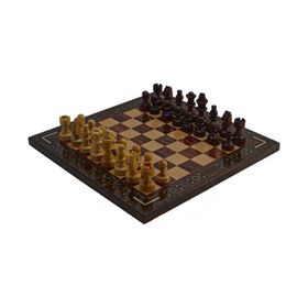 Gift Home Metal Satranç Takımı Küçük Klasik Şimşir Taş ve Gül Düz Masif Satranç Tahtası