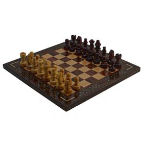 Gift Home Metal Satranç Takımı Küçük Klasik Şimşir Taş ve Gül Düz Masif Satranç Tahtası