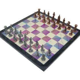 Gift Home Metal Satranç Takımı Orta Boy İngiliz Figürlü Antik Satranç Taşı ve MDF Bahar Desenli Satranç Tahtası